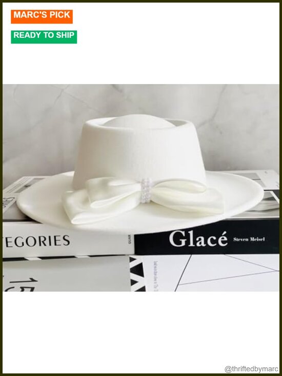 Wool Felt Fedora Hat with Large Satin Bow main image 5